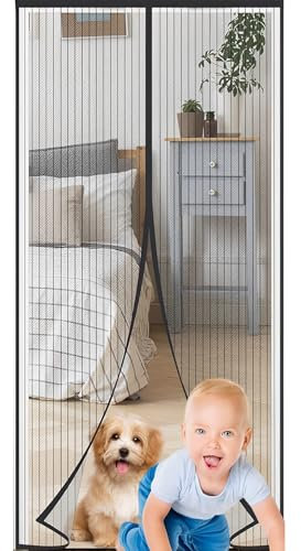 WTZWYFWJ Zanzariera Magnetica per Porte 80x210cm,Tende Zanzariere con Calamita per Finestre,per Porte Anti Zanzare Calamite Tenda Anti Zanzare Insetti Facile da installare per porte da balcone-Nero