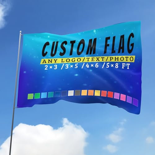 Bbflyper Personalised Flag with Photo, Personalized Flag Flag Front or Back Print with Photo/Text/Logo 90 x 150 cm with 2 or 4 Eyelets - Decoration for Outdoor Gardens