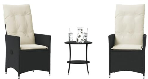 Festnight Rattan Balkonmöbel Set 3 Teilig Gartenstuhl Verstellbar Lehne Balkon Möbel Kleiner Balkon Sitzgruppe Garten 2 Personen Balkon Set Balkonset 2 Stühle 1 Tisch Balkonstuhl Gartensessel