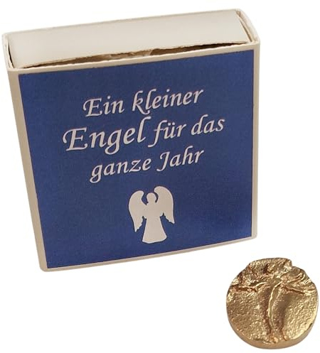 Herzmensch Mini Engel Glücksbringer Neujahr 2 x 2,5 cm aus echter Bronze - EIN Schutzengel Weihnachten für Trost Trauer Geburtstag & alle Anlässe