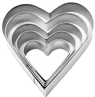 ZFIHAV Cercle A Patisserie Ensemble de emporte-pièces en Forme de cœur, Moule en Acier Inoxydable, Outils de Cuisson, 5 pièces