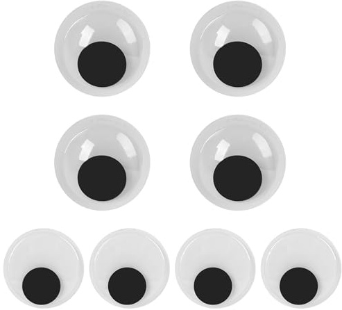 8 pezzi occhi mobili autoadesivi, grandi rotondi in plastica 70 mm e 80 mm, occhi adesivi bianchi e neri per fai da te, occhi di sicurezza per bambole, scrapbooking e progetti fai da te