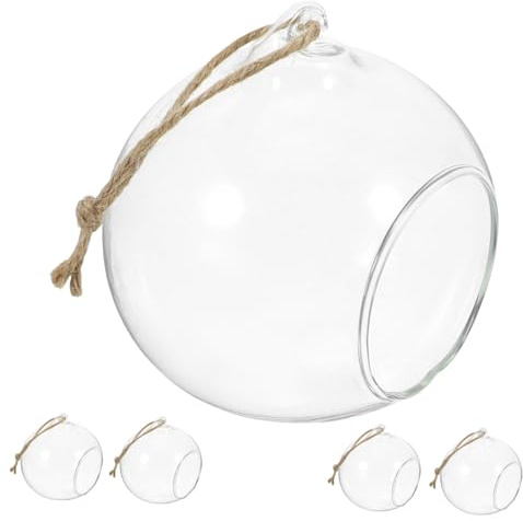 MUELODSIC 5Er Set Hängende Glaskugeln Teelichthalter Mit Luftlöchern 9X8X8Cm Transparent Für Led-Teelichter Garten Hochzeit Wohnzimmer Dekoration