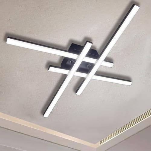 Sweier LED-taklampa, 28W 2800LM Moderna Taklampor för Vardagsrum, 6000K Kallvitt Svart Lampor Tak Sovrum för Hall Kök Sovrum