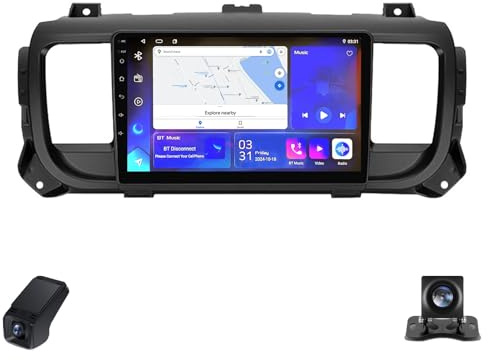 Autoradio per Citroen Jumpy 3 2016-2021 Android 14 Radio Touch Screen 4-Core 9-Inch/Wireless CarPlay/Android Auto/SWC/WiFi/GPS/Bluetooth/Radio FM/ADAS DVR/Telecamera posteriore(X1)