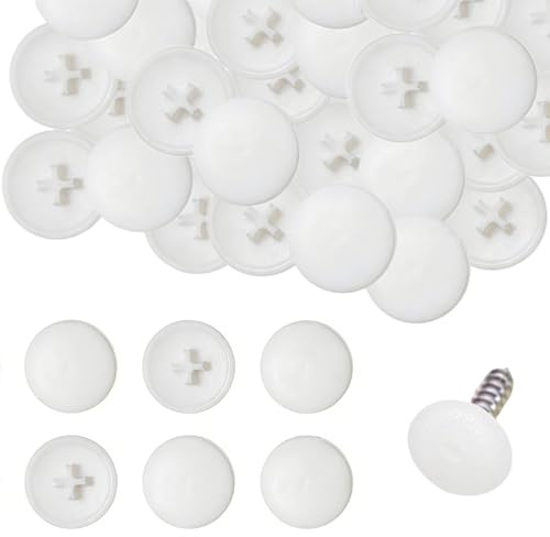 800Pcs White Screw Caps 12mm (1/2 Inch) Waterproof Plastic Screw Decorative Caps, Snap-In Clip On Covers For Phillips Screws, Furniture?Wardrobe