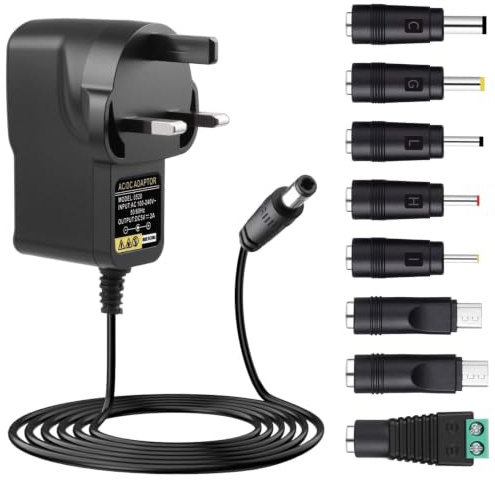 5V 2A Power Supply Adapter, 10W Universal AC to DC Charger with 8 Plugs