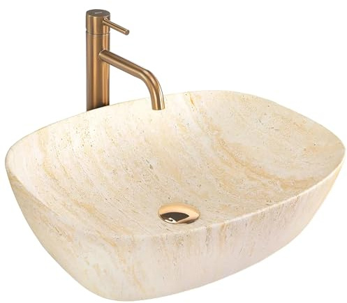 Lavabo Sobre Encimera Rea Freja Travertine Matt Beige 51X39,5X14Cm