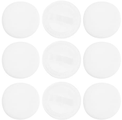 HOMSFOU Houppettes à Poudre Visage 10 Pcs en Coton Compressé Blanc 60x7 Mm, Petite Houppette Maquillage pour Poudre et Fond de Teint, Accessoires Beauté Pratiques pour Application