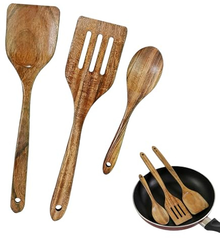 Wooden Spoons, 3PCS Wooden Spoons for Cooking, Woodens Kitchen Utensils, Natural Woodens Suitable for Nonstick Pans and Cookware Stirring Mixing and Serving Soup Sauce