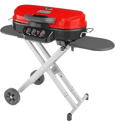 Coleman RoadTrip 285 Portable Stand-Up Propane Grill with 3 Adjustable Burners & Instastart Ignition, 20,000 BTUs of Power for Outdoor Cooking, Camping, Tailgating, Grilling, BBQs, & More