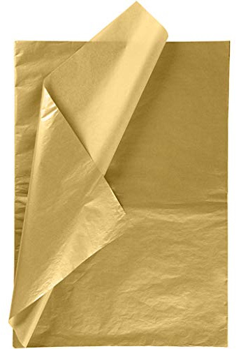RUSPEPA Presentpapper - Metalliskt guldpapper för gör-det-själv-hantverk, packpåsar - 50 x 70 cm - 25 ark