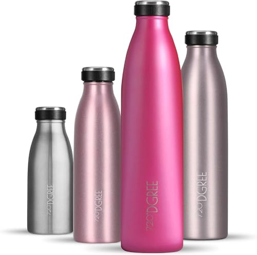 720°DGREE Edelstahl Trinkflasche “milkyBottle” - 1L - BPA-Frei, Auslaufsicher, Kohlensäure geeignet - Thermosflasche für Sprudel, Sport, Uni, Schule, Fitness, Outdoor, Camping