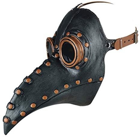VALICLUD Halloween Long Nose Bird Beak PU Leather Plague Doctor Headgear Gothic Steampunk Medieval Beak Mask