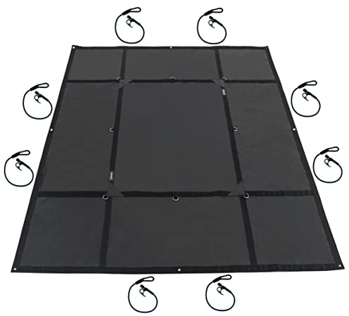 SPIDER Pickup Truck Bed Tarp (7'8 W x 8'8 L) - Heavy Duty Black Solid Waterproof Cargo Net Cover - Detachable Quick Adjust Tie Downs - Fits Standard Bed (6'6) and Trailers