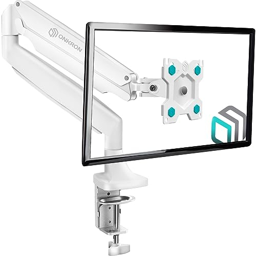 ONKRON Monitor Halterung für 13-32 Zoll Bildschirm bis 9 kg, PC Monitor Arm Stand mit Gasdruckfeder, drehbare Monitorhalterung VESA 75x75-100x100, Bildschirm Arm höhenverstellbar Weiß G100-W