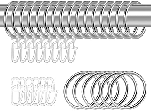 tonyg-p 22 Stück Metall Vorhangringe Vorhang Hängend Ringe und 22 Stück Kunststoff Gardinenhaken für Fenster Tür Duschvorhänge, 30 mm Innendurchmesser (Silber)