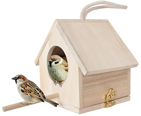 Nistkasten für Meise, Nistkasten Bausatz Rotkehlchen, Vogelhaus Wetterfest Zum Hängen, Nistkästen für Vögel, Vogelhäuschen Zum Aufhängen Blaumeise Wellensittich Massiv Holz Vogelfutterhaus Brutkasten