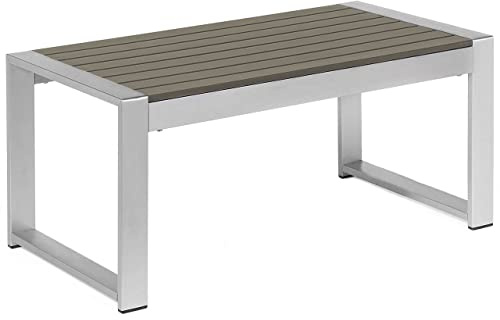 Beliani Pratico tavolino in alluminio da giardino 90 x 50 cm grigio scuro