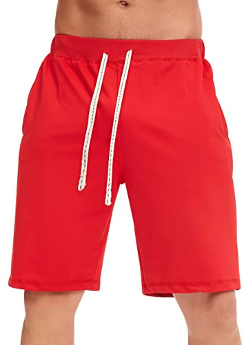 Costumi da Bagno Uomo Costume da Bagno Uomo Costume Pantaloncino Piscina Mare Nuoto Surf Uomo Corto Costumi Sportivi Taglie Forti Uomini Short Pantaloncini Mare Spiaggia Uomo Swim Shorts Men Rosso S