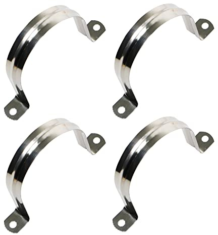 Ohamtes 4PCS 100mm(4) Pipe Band Clamps, 201 Stainless Steel Pipe Clamps, Two Hole Pipe Band Tension Clamps, U-Shaped Pipe Clips, Saddle Clamps