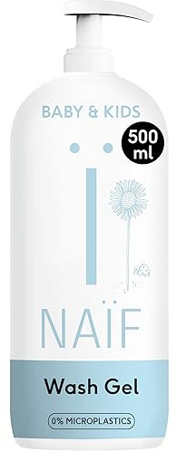 Naïf - Gel detergente delicato - per neonati e bambini - Cura del bambino - Gel doccia per bambini - Gel doccia per pelli sensibili- Ingredienti naturali - Vegano - 500 ml
