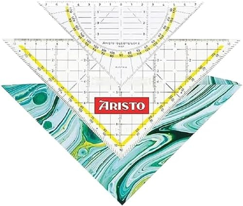 Aristo AR18102B Set 3in1 - TZ-Dreieck AR1650/2 & Geodreieck AR1552 inkl. Geocover Schutzhülle (Dreiecke mit Tuschenoppen, Geocover mit Lochung und Magnetverschluss) mystic green