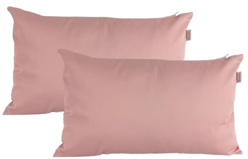 DiseLio - Fundas Cojines 30x50 Color Liso Rosa Pastel - Juego 2 Fundas Cojín Sofá y Cama Almohadones Decorativos Tejido Fuerte Resistente Algodón y Poliéster Cremallera Oculta (30x50 Rosa P)