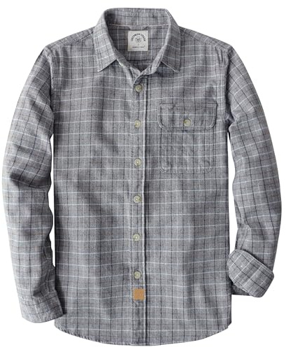 Dubinik®Flanellskjortor för män långärmad flanellskjorta för män varm vardaglig mjuk bomull button-down rutig flanellskjorta för män, grå pläd, L