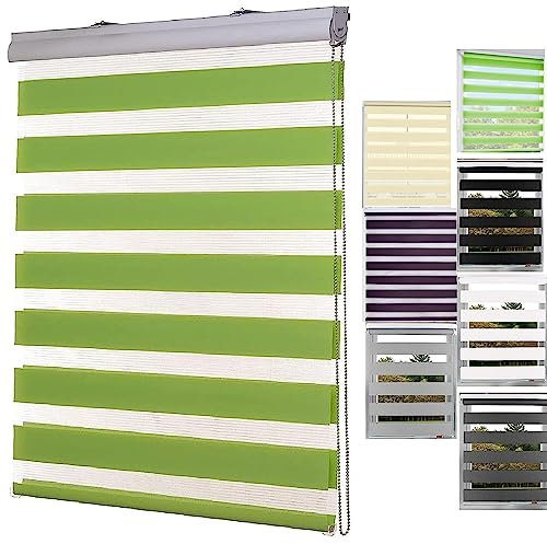 Reise-Verdunkelungsvorhänge, 75x180cm 100% Verdunkelung Sonnenschutz Duo Rollo Klemmrollo Sonnenschutzrollo mit Bohren für Fenster, Grün