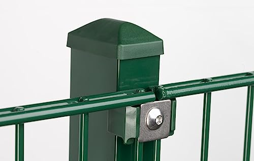 Doppelstabmattenzaun Moosgrün| 656 mit VA Klemmhalter von 10-60 Meter| 0,63m-2,03m Komplett Set | 183 cm-25