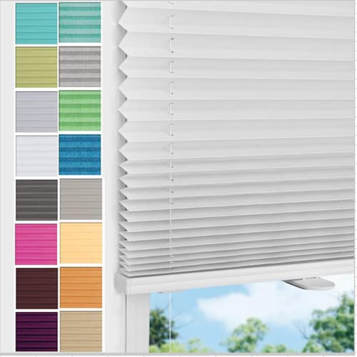bobodeco Plissee ohne Bohren Plissees Klemmfix - Weiß 110 x 130 cm (BxH) - Easyfix plisseerollo Jalousie Faltrollo Blickdicht - Sichtschutz - Sonnenschutz Fertifplissee