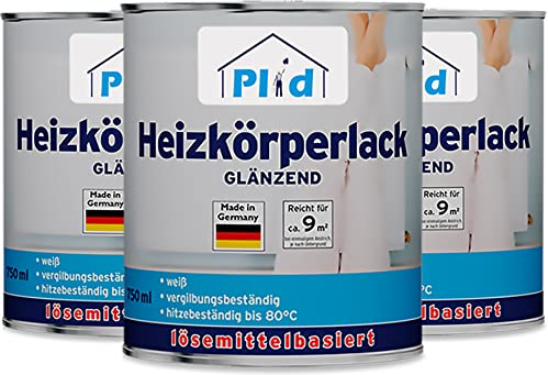 plid® Vernice termica per termosifoni ad asciugatura rapida, 2 in 1, resistente al calore, 80 gradi, bianco lucido, 2,25 l
