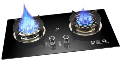 THEGA Gas Cooker - Tempered Glass Built-in Gas Stove, Easy-to-clean Two-burner Gas Range, Kitchen Stove Gas Stove With Anti-scald Reminder, Adjustable Flame Control Kitchen Heater Stove (Size : LPG)