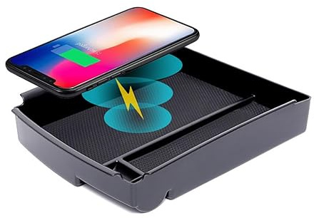 QXZcar for 2016-2021 Tesla Model S/X Wireless Charger, Tesla S Center Console Qi Charging Station Pad, Storage Box Organizer fits Model S/X Accessoires