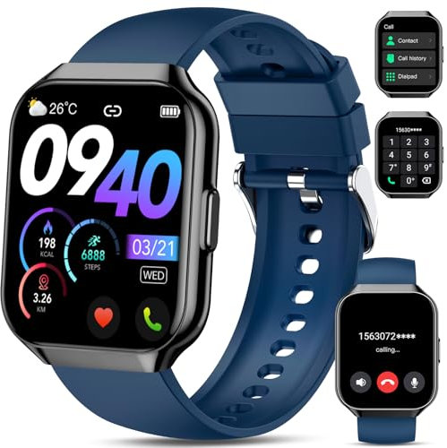Smart Watch for Men Women Answer/Make Calls, 1.96 HD Fitness Watch with Heart Rate Monitor, Step Counter Fitness Tracker, 110+ Sports Activity Trackers, IP68 Waterproof Smartwatches for Android IOS