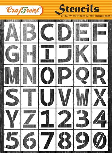CrafTreat Reusable Interlocking Alphabet Letters Stencils 36 Pack 3x3 Inch for Painting on Wood, Canvas, Paper, Fabric, Floor, Wall and Tile