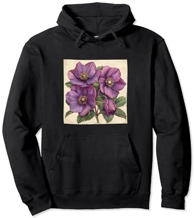 Motif floral hellébore Sweat à Capuche