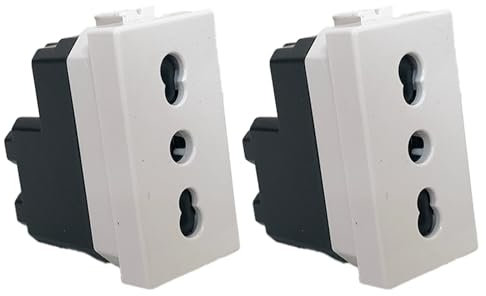 Voltix Set di 2 Prese Elettriche da Muro Bipasso Bivalente 2P+T 16A, Compatibili con Matix, Alta Qualità (2 Prese Bipasso)