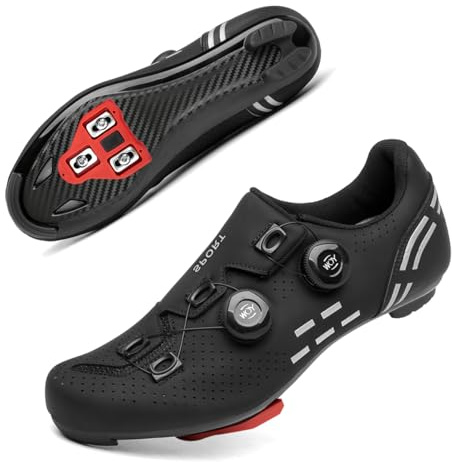 Solamni Cycling Shoes Men Women Road Bike MTB Cycling Shoes Compatible with Look SPD SPD-SL Delta Lock Pedal Mountain Bike Shoes, black, 12.5 UK
