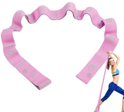Yogagurt mit Schlaufen, Widerstandsband - Beinstrecker mit 10 Schlaufen,Kraftbänder, elastischer Fitnessgurt für Yoga, Pilates, Stretching, Krafttraining