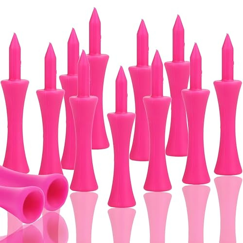 Nokwocy 100 Stück Golf Tees Kunststoff Golftees Tee Set,57mm Golftees Kunststoff,Langlebig,Tragbar,für Golfer Praxis & Training(Rosa)