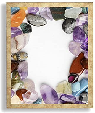 Bilderrahmen Opal N | 48x64 cm | Antik Gold | klares Kunstglas| Weiße Rückwand | Poster Puzzle Diamond Painting Drucke