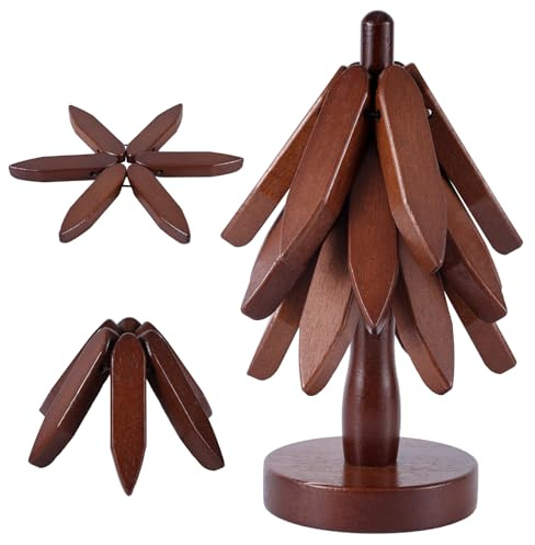Juego de Salvamanteles de Madera para Platos Calientes, 3 Capas Posavasos con Forma de Árbol con Soporte Salvamanteles de Madera para Ollas y Sartenes Calientes Agarradera de Madera para Hogar