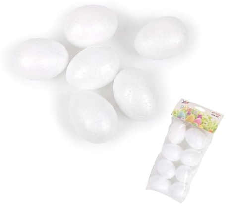 AURACASA 30 Uova di polistirolo Bianco per lavoretti, Uova di Pasqua, Uova finte, Decorazioni pasquali, Uova da Decorare per Bambini - Dimensioni 4x6 CM