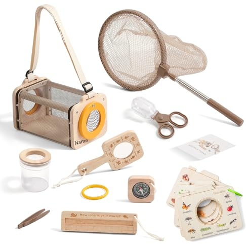 WOODEN TEETHER Kit de Recherche pour Enfants, Exploration Naturelle, Cadeau pour garçons et Filles, Camping, Exploration Naturelle (Livres en Bois Disponibles(Personnalisation))