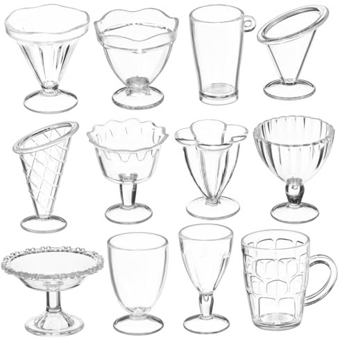 MAGICLULU 12pezzi Tazze Di Plastica Trasparente Miniature Accessori Per Case Delle Bambole Tazze Da Dessert Decorazioni Per Case Delle Bambole Accessori Da Cucina Per Bambini