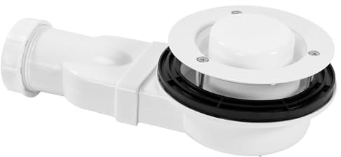 Rea Siphon Plat pour Receveur de Douche Wp-02 White, Idéal pour installations à Faible Hauteur - 22,5x12x4,5cm