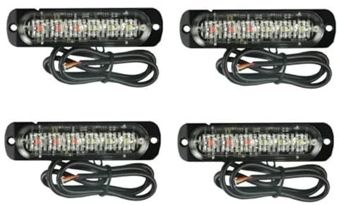 Lot de 4 Feux de Pénétration a 6 LED Orange 12-24V Feu d'Avertissement Orange Stroboscopique Flash Clignotant pour Camion Voiture Agricole