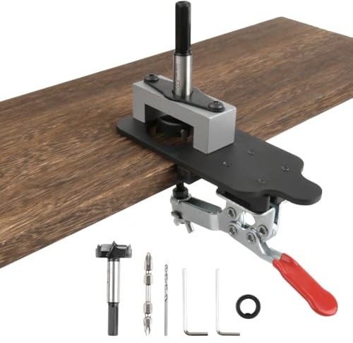 BATINO Concealed Door Hinge Jig, Aluminum Alloy Accurate Locking Cabinet Hinge Hole Drilling Jig, for Door Concealed Installation Household Tools Aluminum Alloy Hole Opener, Kitchen Door Hinge Jig